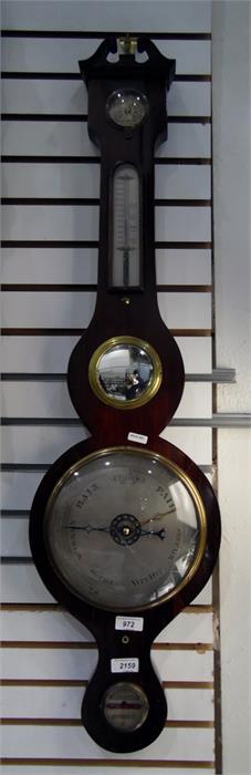 19th century wheel barometer, thermometer, hygrome