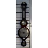 19th century wheel barometer, thermometer, hygrome