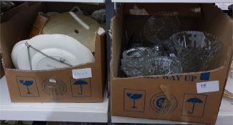 Assorted moulded and other glassware, vases, Aynsley 'Orchard Gold' and other items (3 boxes)