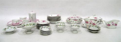 Miniature porcelain part dinner service, cream gro