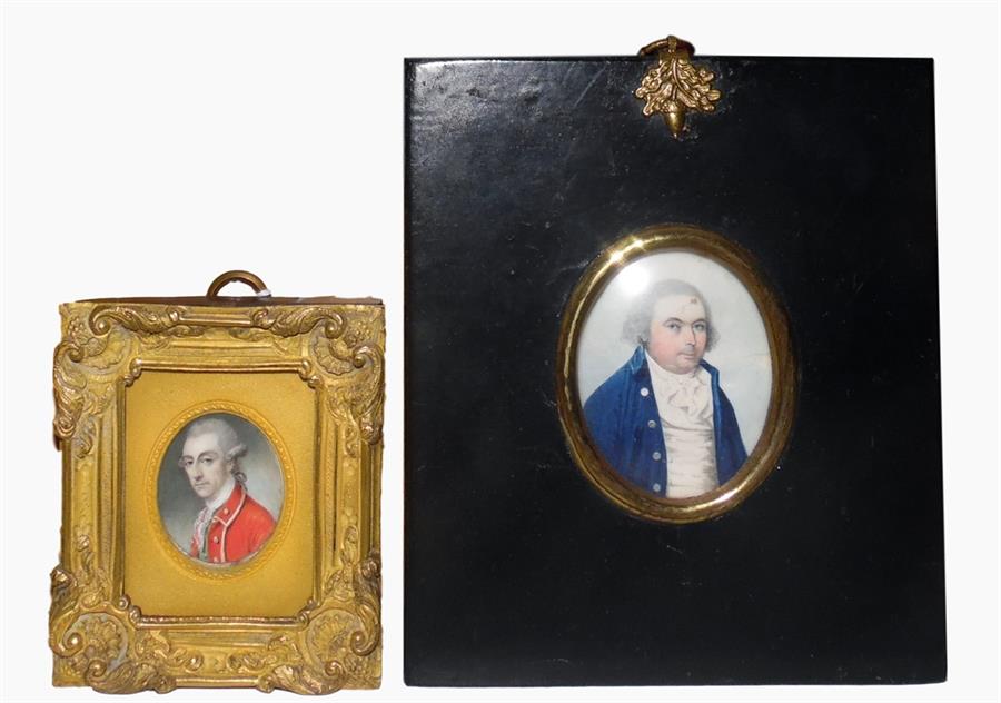 19th century miniature portrait on ivory  "P Bury Sq Capt 57th Regiment died 1843", signed verso,