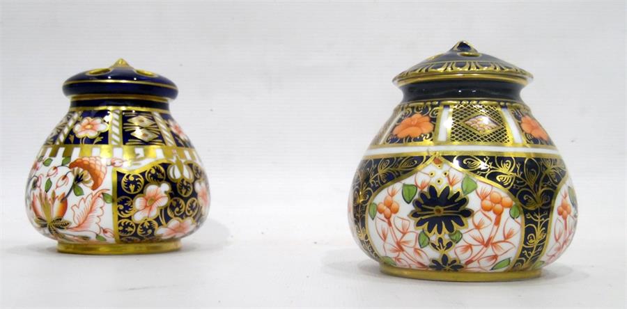 Pair of Royal Crown Derby pot pourri lidded vases,