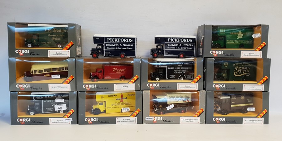 Assorted Corgi Classics removals lorries and coaches to include Bedford O Series Pantechnicon for W