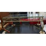 Rectangular glass top coffee table with gilt metal