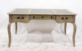 Modern desk with grey leatherette inset top and be