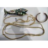 Quantity of costume jewellery to include brooches,