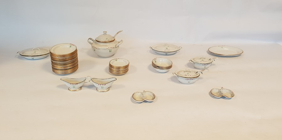 Enamelled metal children's/doll's tea and dinner service with soup tureen