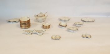 Enamelled metal children's/doll's tea and dinner service with soup tureen