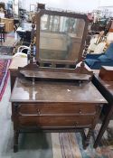 20th century oak two-drawer dressing table with ap