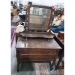 20th century oak two-drawer dressing table with ap