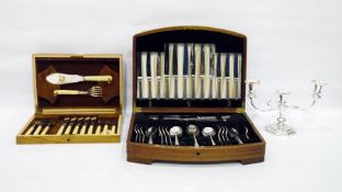 Part canteen of cutlery in an oak box and another