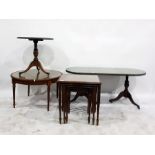 Nest of three coffee tables with brown leatherette