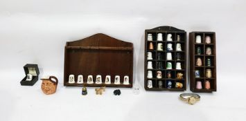 Collection of ceramic, glass and other thimbles in