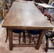 French oak refectory table with plain frieze, on s
