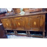 Unusual early 20th century inlaid oak sideboard wi