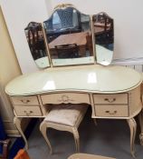 20th century cream gilt decorated bedroom suite in