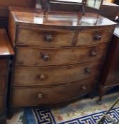 George III mahogany and cross-banded bowfront ches
