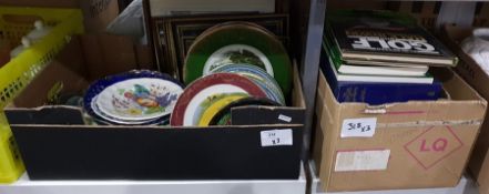 Large quantity of assorted collectors plates, quantity of books and assorted glass and china (3 box