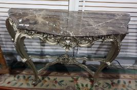Georgian style marble top console table, the veine