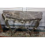 Georgian style marble top console table, the veine