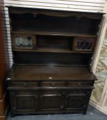 Reproduction dark stained oak lounge wall unit/sid