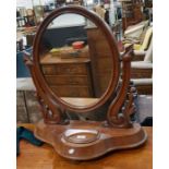 Victorian mahogany toilet mirror with pivoted oval