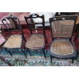 Three assorted cane seated chairs (3)