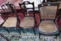 Three assorted cane seated chairs (3)