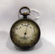 Brass cased pocket barometer with silver dial, W W