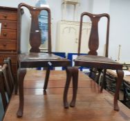 Set of six early 20th century oak dining chairs in