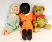 Two 20th century plastic dolls and a later teddy b