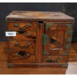 Korean miniature elm chest with multiple inlays, w