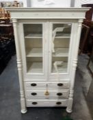 White painted dresser with ogee moulded pediment,