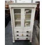 White painted dresser with ogee moulded pediment,