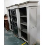 Grain painted breakfront bookcase with steel and g