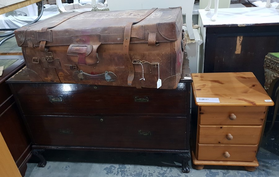 20th century pine bedside chest of three drawers,