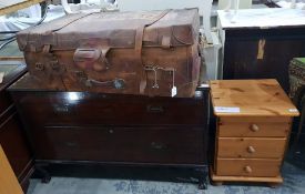 20th century pine bedside chest of three drawers,