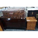 20th century pine bedside chest of three drawers,