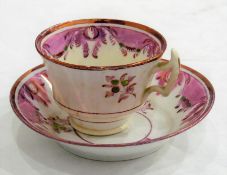 Two 19th century cabinet cups and saucers, a tea b