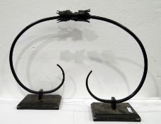 Twin-branch brass electric table light and three p
