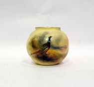 Royal Worcester china vase, bulbous, hand-painted