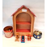 Slot together wooden doll's house with red roof, a