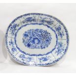 Chinese blue and white oval dish decorated with fl