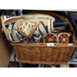 Various picnic baskets, a wicker trug, two other b