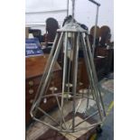 Chromed metal Art Deco four-light lantern shaped c