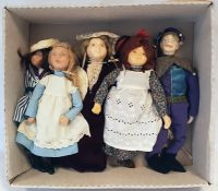 Five various wax shoulderhead dolls including a Je
