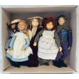 Five various wax shoulderhead dolls including a Je