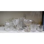 Various cut glass stemmed wines including Waterfor