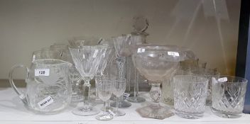 Various cut glass stemmed wines including Waterfor