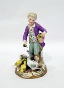 19th century Meissen figure of young boy feeding g